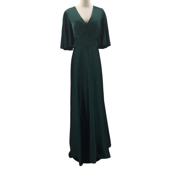 AW BRIDAL 14 1X plus hunter green Elinore satin formal party maxi dress NEW 0B8 - Picture 3 of 9